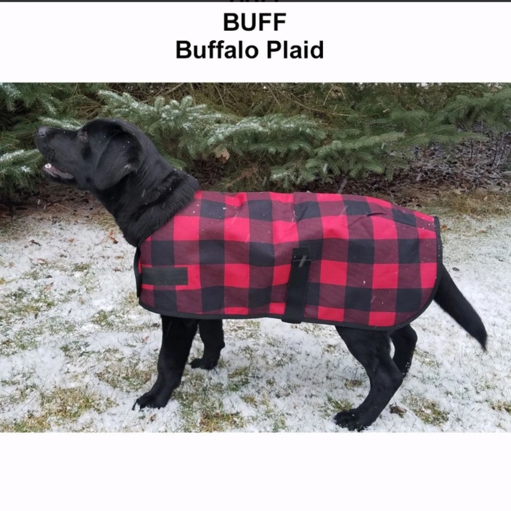 Lined Buffalo Plaid Adjustable Dog Blanket